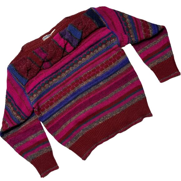 Vintage 80s Mariea Kim Twisted Boat Neck Long Sleeve Knit Sweater Size Small - Picture 3 of 11